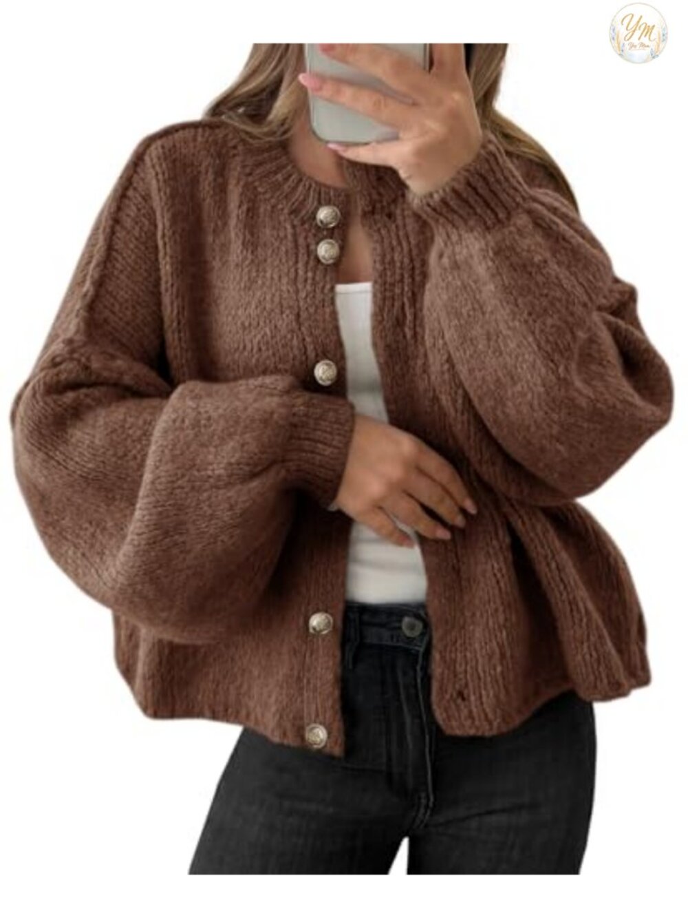 Womens Oversized Chunky Knit Cardigan Button Up Long Sleeve Sweater